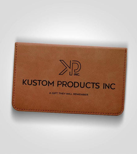 2pc. Dark Brown Leather Wine Tool Set | Black Lettering, Add Logo - Kustom Products Inc
