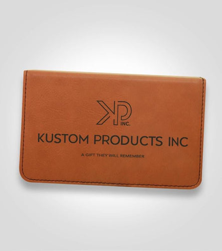 2pc. Tan Leather Wine Tool Set | Black Lettering, Add Logo - Kustom Products Inc