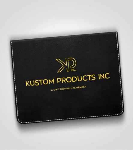 4pc. Black Leather Wine Tool Set | Gold Lettering, Add Logo - Kustom Products Inc