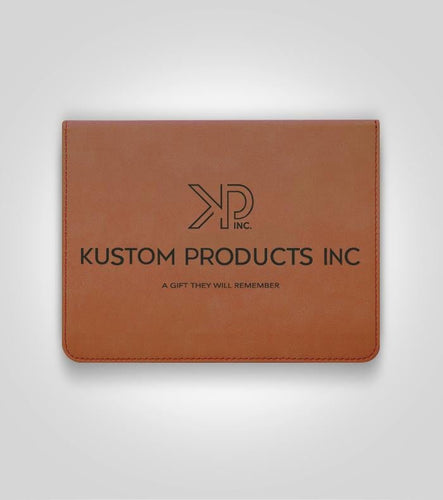 4pc. Dark Brown Leather Wine Tool Set | Black Lettering, Add Logo - Kustom Products Inc