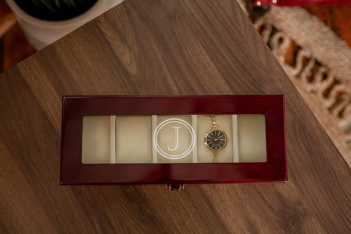 5 Piece Cherry Wood Watch Box | Style 7 - Kustom Products Inc