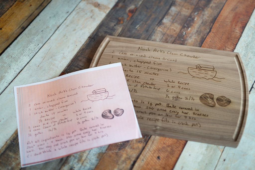 Chef's Handwritten Recipe Cutting Board | Multiple Woods Available