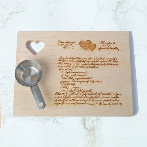 Heart Recipe Board | Maple & Cherry Wood Available - Kustom Products Inc