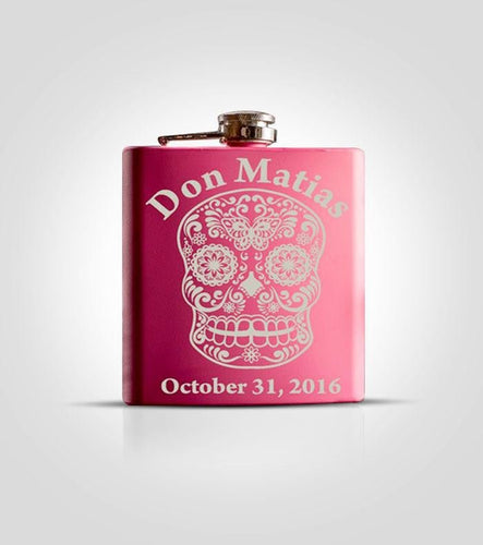 Single Pink Flask | Sugar Skull - Kustom Products Inc