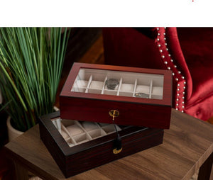 12 Piece Cherry Wood Watch Box | Custom Text - Kustom Products Inc