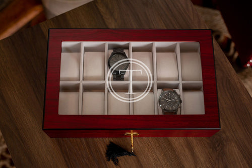 12 Piece Cherry Wood Watch Box | Style 7 - Kustom Products Inc