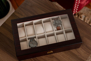 12 Piece Ebony Wood Watch Box | Custom Image - Kustom Products Inc