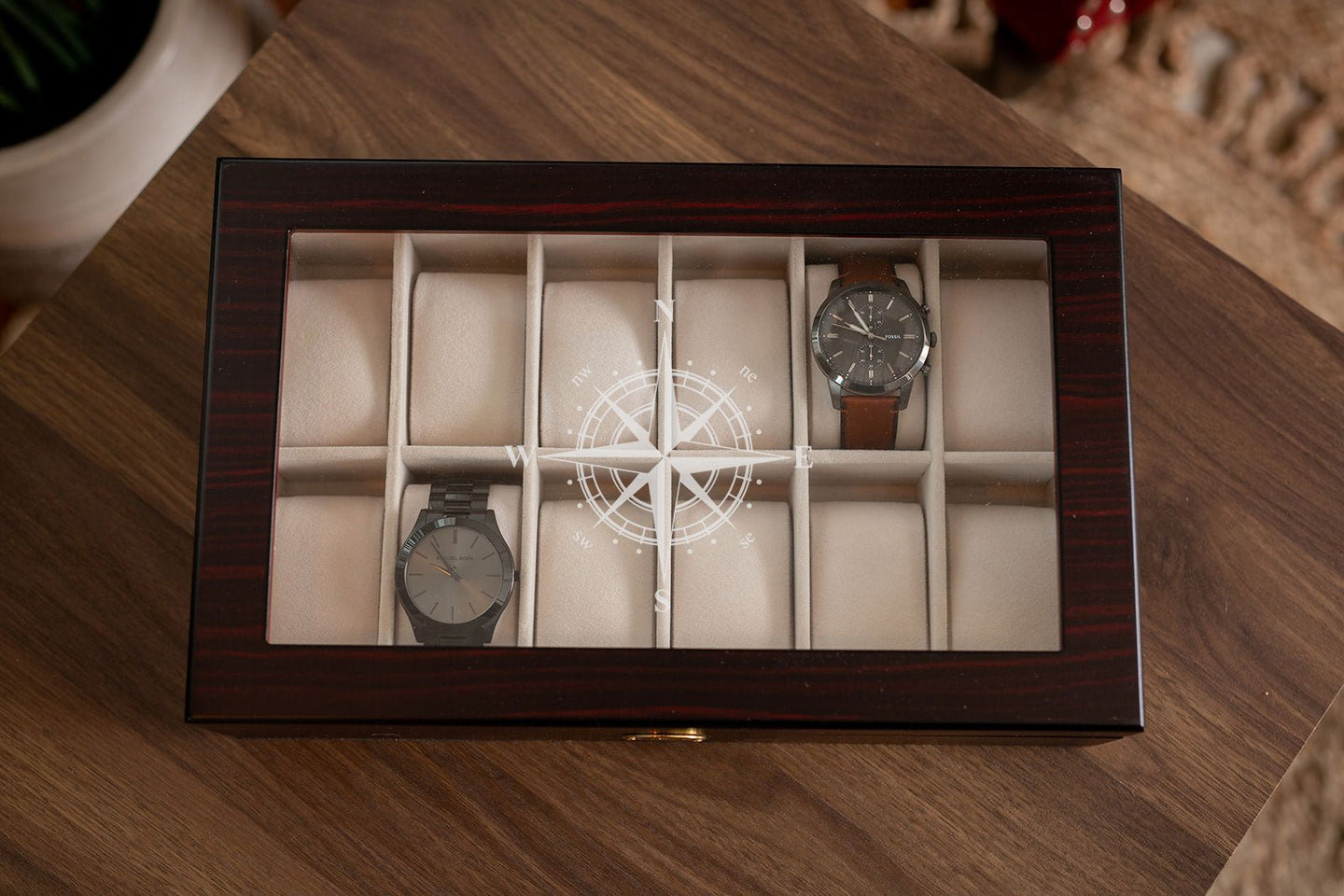 12 Piece Ebony Wood Watch Box | Custom Image - Kustom Products Inc