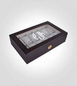 12 Piece Ebony Wood Watch Box | Style 3 - Kustom Products Inc