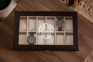 12 Piece Ebony Wood Watch Box | Style 3 - Kustom Products Inc