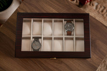 Load image into Gallery viewer, 12 Piece Ebony Wood Watch Box | Style 3 - Kustom Products Inc