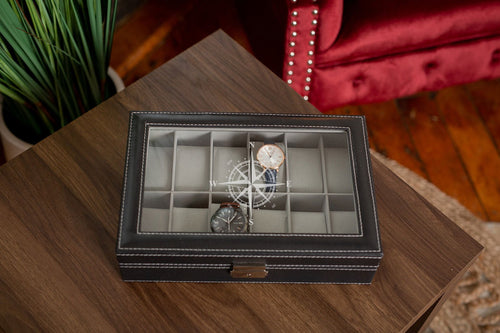 12 Piece Leather Watch Box | Custom Image - Kustom Products Inc