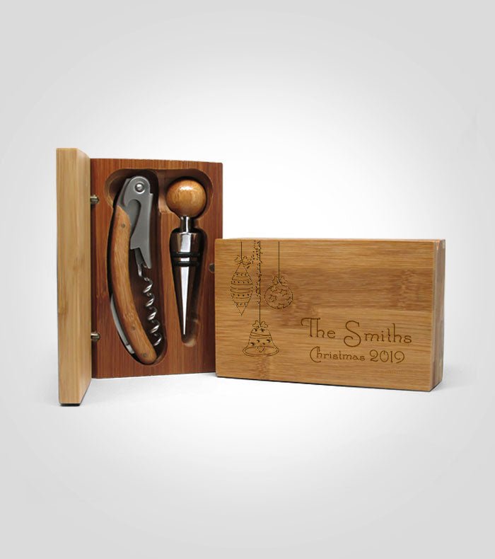 2pc. Holiday Bamboo Wine Tool Set