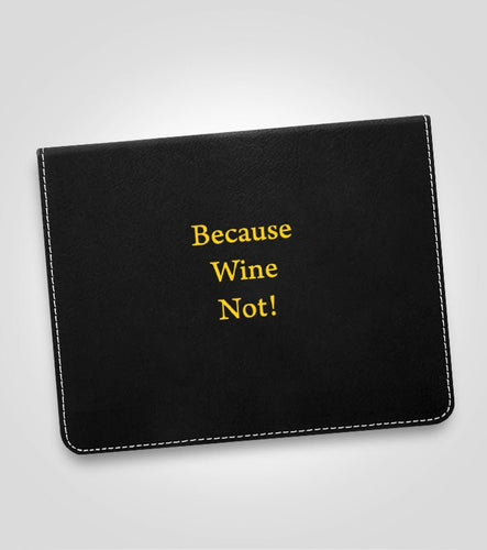 4pc. Black Leather Wine Tool Set | Gold Lettering - Kustom Products Inc