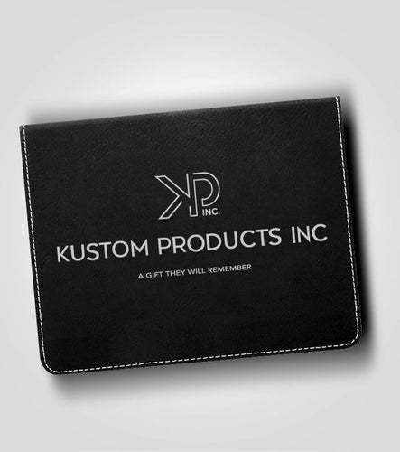 4pc. Black Leather Wine Tool Set | Silver Lettering, Add Logo - Kustom Products Inc