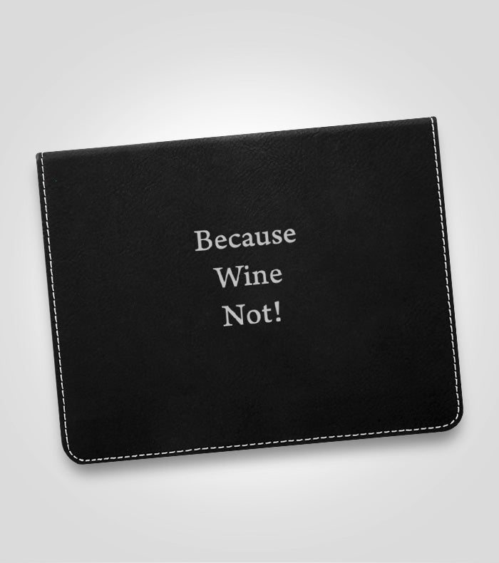 4pc. Black Leather Wine Tool Set | Silver Lettering