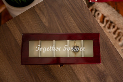 5 Piece Cherry Wood Watch Box | Custom Text - Kustom Products Inc