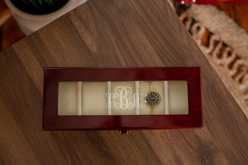 5 Piece Cherry Wood Watch Box | Style 1 - Kustom Products Inc