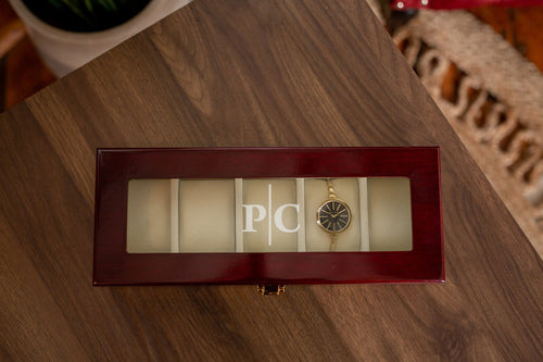 5 Piece Cherry Wood Watch Box | Style 2 - Kustom Products Inc