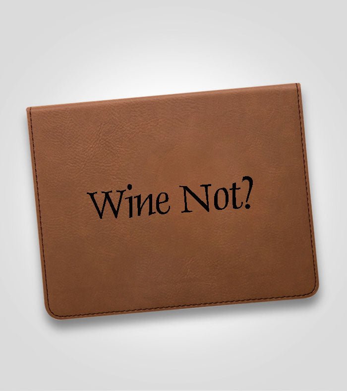 5pc. Dark Brown Leather Wine Tool Set | Black Lettering