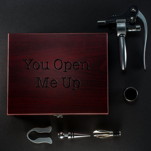 5pc. Rosewood Wine Tool Gift Set | Custom Text - Kustom Products Inc