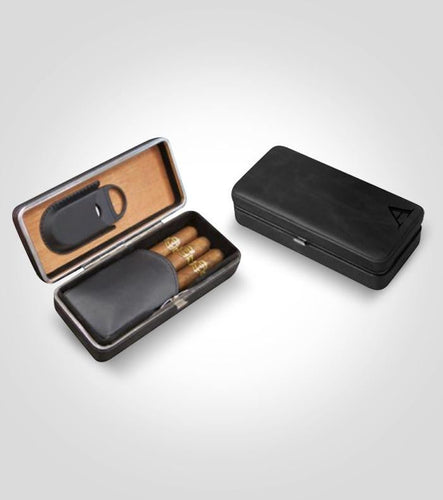 Black Leather Travel Cigar Case - Kustom Products Inc