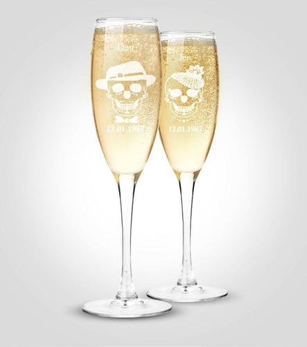 Champagne Flutes | Sugar Skulls - Kustom Products Inc