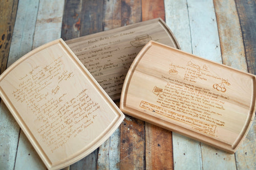 Chef's Handwritten Recipe Cutting Board | Multiple Woods Available - Kustom Products Inc