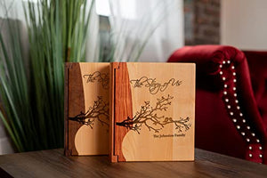 HomeCustom Engraved Wooden Photo Album, With Lovedbirds Design on Front For Happy Couple, Perfect for Weddings and Anniversaries - Kustom Products Inc