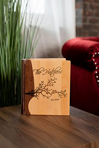 HomeCustom Engraved Wooden Photo Album, With Lovedbirds Design on Front For Happy Couple, Perfect for Weddings and Anniversaries - Kustom Products Inc