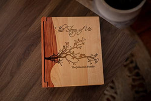 HomeCustom Engraved Wooden Photo Album, With Lovedbirds Design on Front For Happy Couple, Perfect for Weddings and Anniversaries - Kustom Products Inc