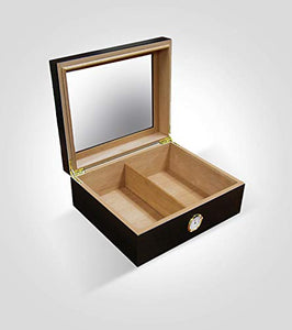 DrugstoreDesktop Black Cigar Humidor Groomsman Box | Custom Name Monogram | Lined with Genuine Spanish Cedar Case | Hygrometer, Humidifier and Glass Sophistication Top Box - Kustom Products Inc