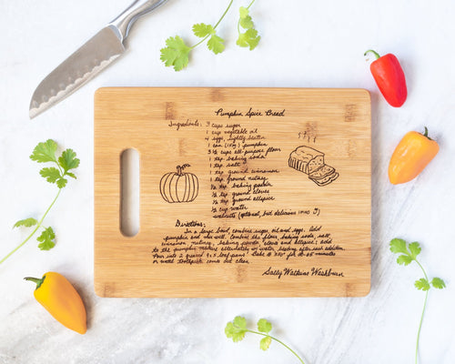 Handwritten Recipe Cutting Board | Bamboo, Large - Kustom Products Inc