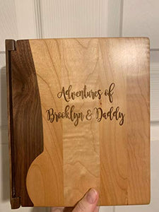 HomeKustom Products Inc Walnut Photo Album | Custom Engraved Memory Book with Text Printed | Perfect for Weddings & Anniversaries | Album is Natural Maple & Walnut | Holds 200 4” x 6” Photos - Kustom Products Inc