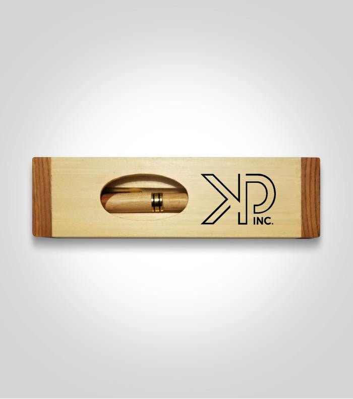 Maple & Rosewood Customized Pen Case and Pen | Add Custom Image
