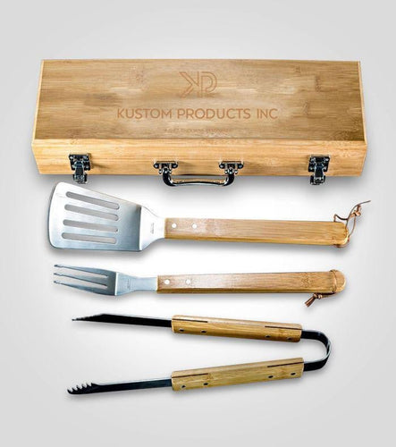 Personalized 3 Piece Bamboo BBQ Set | Includes Custom Image - Kustom Products Inc