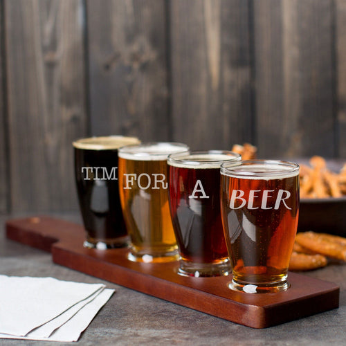 Personalized Christmas Craft Beer Flight | Brown Handle - Kustom Products Inc
