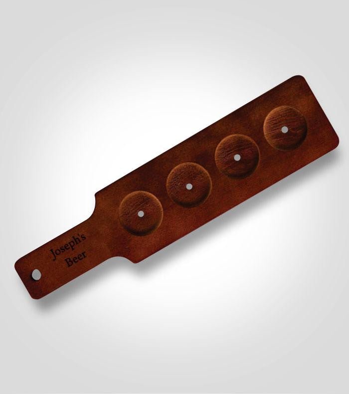Personalized Craft Beer Flight | Brown Handle with Black Lettering