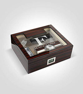 DrugstorePresidential Cigar Humidor Solid Initial Name Personalization | Custom Monogram | Lined with Genuine Spanish Cedar | Includes Front Digital Hygrometer, Humidifier & Glass | Sophisticated Cigar Box - Kustom Products Inc