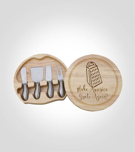 Round Maple Cheese Board | Make America Grate Again - Kustom Products Inc
