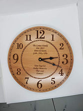 Load image into Gallery viewer, HomeRound Wall Clock with Personalization | Stylish Modern Wood Clock with Numbers| Engraved Your Text Here &amp; Modern Wall Décor Clock | Easily Readable Big Numbers &amp; Decorative Wooden Wall Clock - Kustom Products Inc