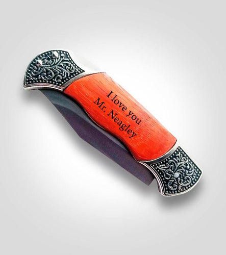 Silver & Wood Handle Pocket Knife - Kustom Products Inc