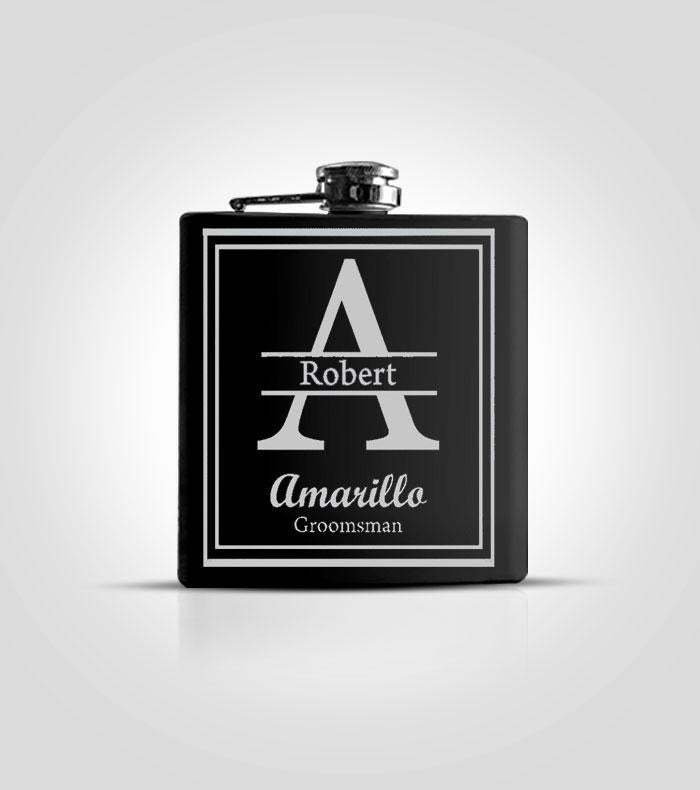 Single Black Flask | Initials