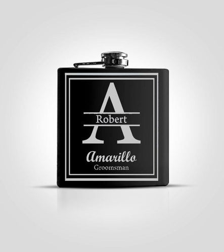 Single Black Flask | Initials - Kustom Products Inc