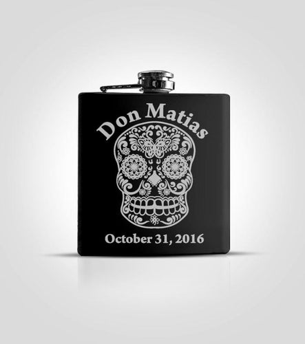 Single Black Flask | Sugar Skull - Kustom Products Inc