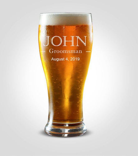 Single Groomsmen Pilsner Glass | Groomsman - Kustom Products Inc