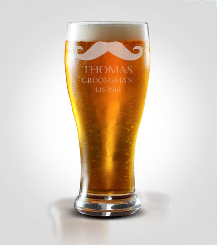 Single Pilsner Glass | Mustache - Kustom Products Inc