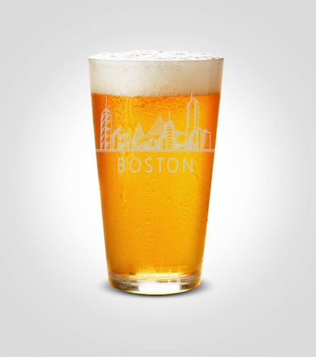 Single Pint Glass | Boston Skyline - Kustom Products Inc