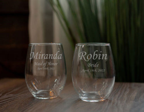 Single Stemless Wine Glass | Bridesmaids - Kustom Products Inc