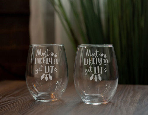 Single Stemless Wine Glass | Christmas - Kustom Products Inc